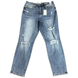 Judy Blue Jeans Womens 13/31 High Waist Slim Fit Distressed Rhinestone Denim Pan